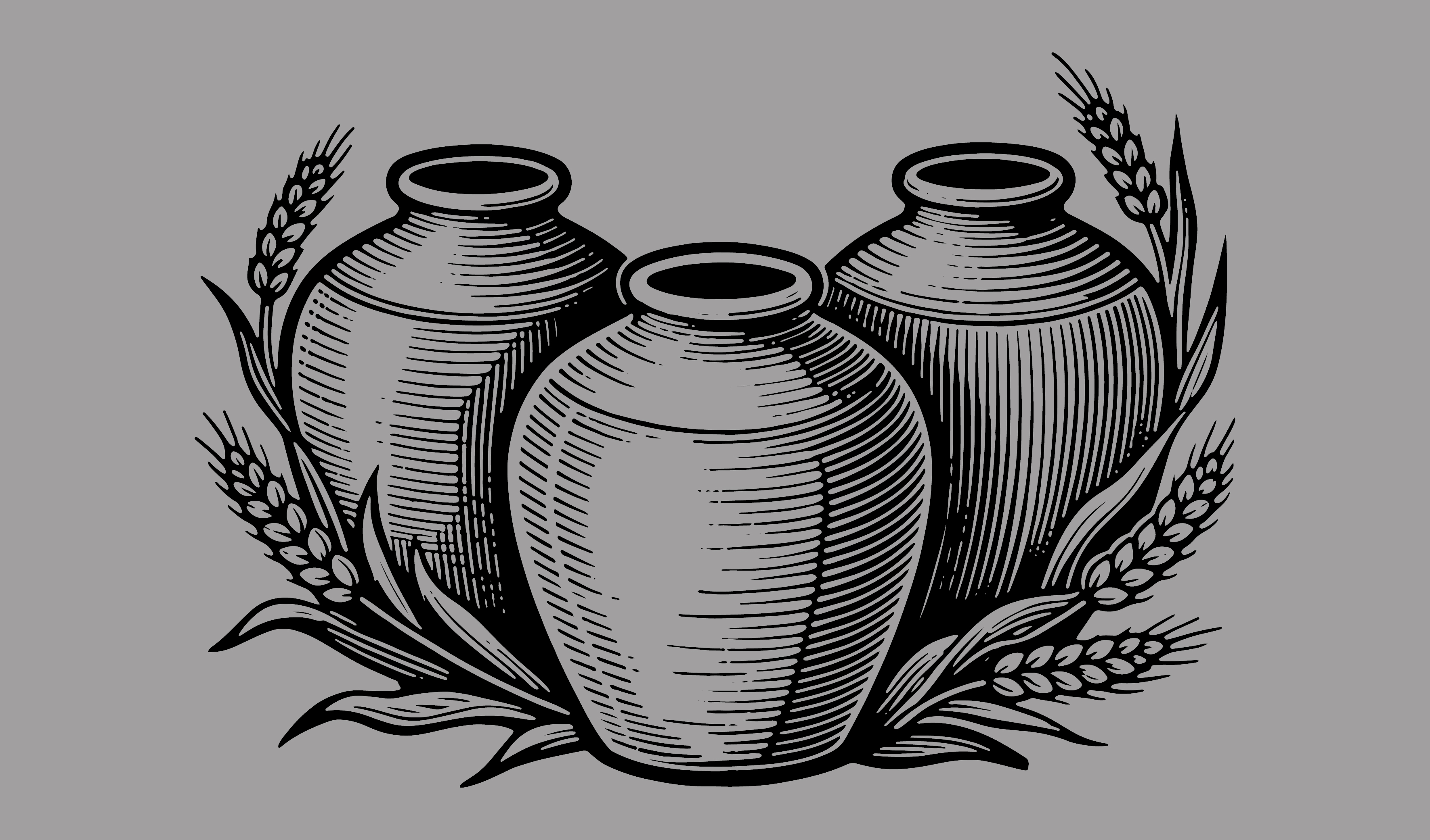 传统-酒类插画元素&mdash;&mdash;酒坛、高粱、小麦  矢量元素